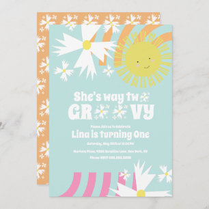 Summer Daisy Flower Retro Way Two Groovy Birthday