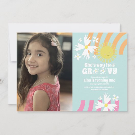 Summer Daisy Flower Retro Way Two Groovy Photo (Voorkant)