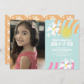 Summer Daisy Flower Retro Way Two Groovy Photo (Voorkant / Achterkant)