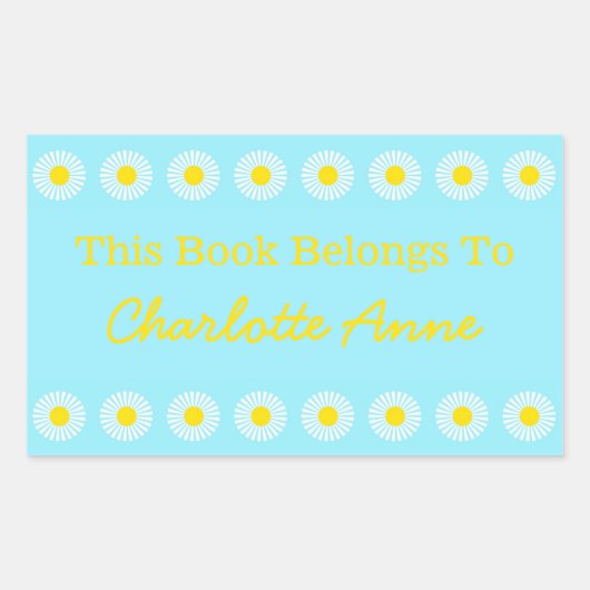 Summer Daisy gepersonaliseerd boek Bord Rechthoekige Sticker (Voorkant)