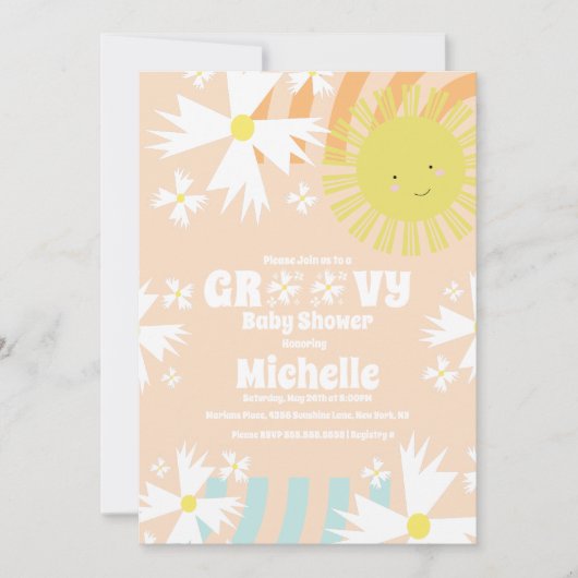 Summer Daisy Groovy Sun Rainbow Baby shower Kaart (Voorkant)