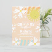 Summer Daisy Groovy Sun Rainbow Baby shower Kaart (Staand voorkant)