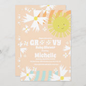 Summer Daisy Groovy Sun Rainbow Baby shower Kaart (Voorkant / Achterkant)
