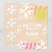 Summer Daisy Groovy Sun Rainbow Baby shower Kaart (Voorkant / Achterkant)