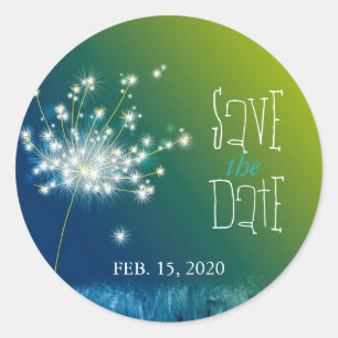 Summer Dandelion Wedding Save the Date Ronde Sticker