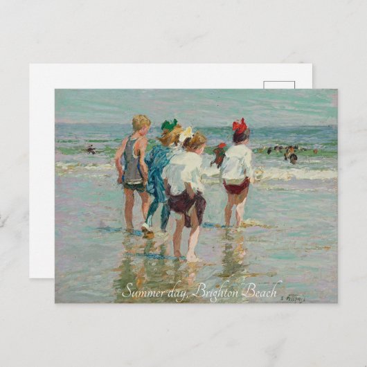 "Summer Day-Brighten Beach-EH Potthast" Briefkaart (Voorkant / Achterkant)