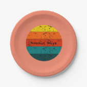 Summer Days Retro Sun Papieren Bordje (Voorkant)