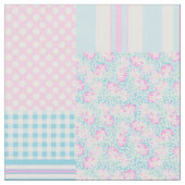 Summer Days roze Roses Faux Patchwork Patroon Stof (Close Up)