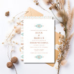 Summer Desert SouthWestern Wedding Invitation Kaart<br><div class="desc">Southwestern trouwuitnodiging voor je Mexico,  New Mexico of Boho trouwfeest. Tribaal ontwerp in bijtende kleuren van de woestijn,  in een mengsel van eenvoudige doopvonten. Hebt u een aanpassingsverzoek? Neem contact met me op,  ik zou graag helpen.</div>