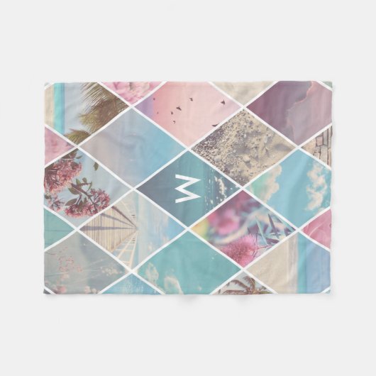 Summer Diamond Pattern Monogram Fleece Deken (Voorkant (Horizontaal))