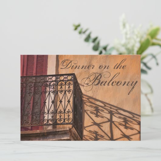 Summer Dinner op Balcony French Style Kaart (Staand voorkant)