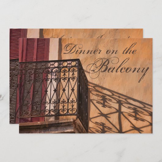 Summer Dinner op Balcony French Style Kaart (Voorkant / Achterkant)