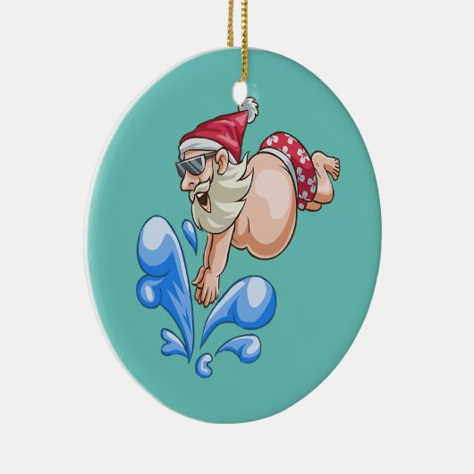 Summer Diving Santa Summer Vacking Beach Keramisch Ornament (Rechts)