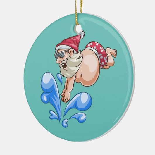 Summer Diving Santa Summer Vacking Beach Keramisch Ornament (Links)