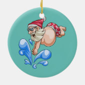 Summer Diving Santa Summer Vacking Beach Keramisch Ornament (Achterkant)