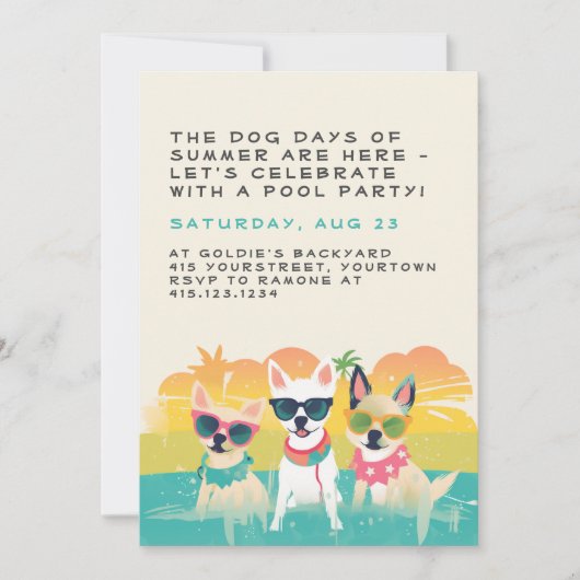 Summer Dog Party Invitation |  Kaart (Voorkant)