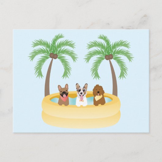 Summer Dogs Swimming pool Briefkaart (Voorkant)