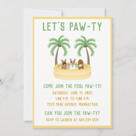 Summer Dogs Swimming pool Kaart (Voorkant)