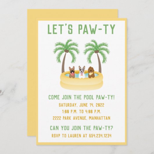 Summer Dogs Swimming pool Kaart (Voorkant / Achterkant)