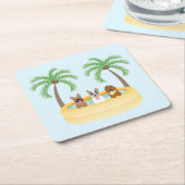 Summer Dogs Swimming pool Kartonnen Onderzetters (Schuin)