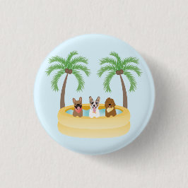 Summer Dogs Swimming pool Ronde Button 3,2 Cm