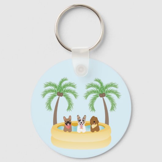 Summer Dogs Swimming pool Sleutelhanger (Achterkant)