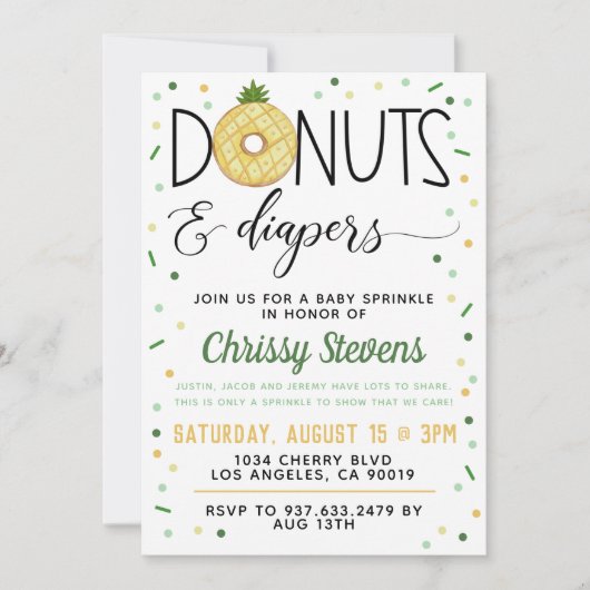 Summer Donut Baby Sprinkle Shower Kaart (Voorkant)
