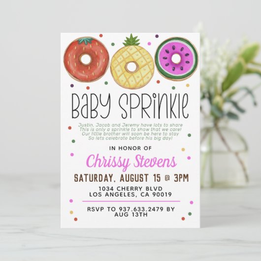 Summer Donut Baby Sprinkle Shower Kaart (Staand voorkant)
