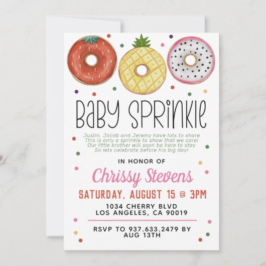 Summer Donut Baby Sprinkle Shower Kaart (Voorkant)