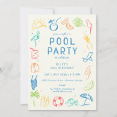 Summer Doodle Party Kaart (Voorkant)