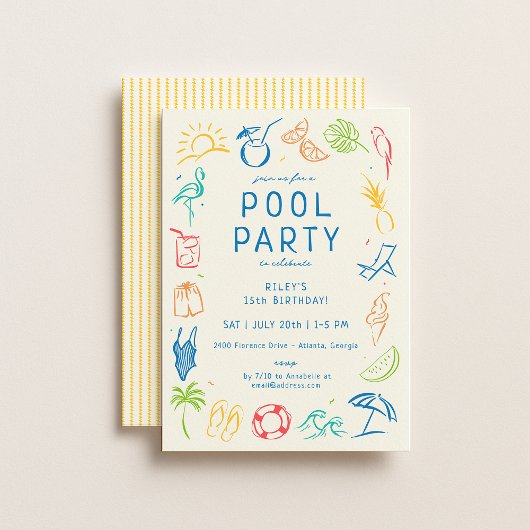 Summer Doodle Party Kaart