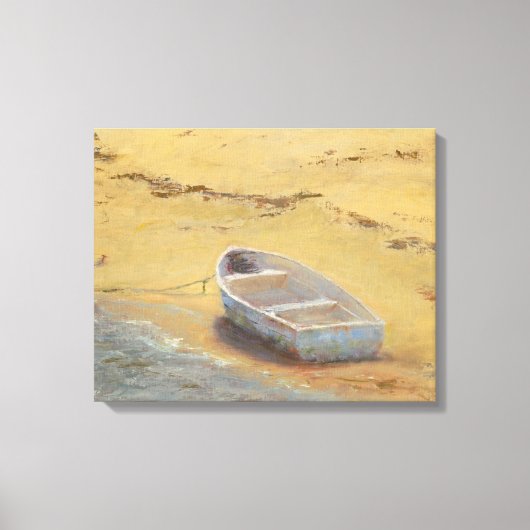Summer Dory - Boat op de kust Canvas Afdruk (Voorkant)