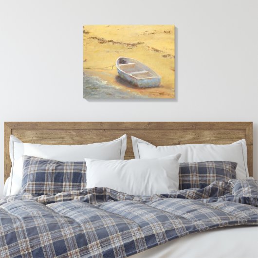 Summer Dory - Boat op de kust Canvas Afdruk (Insitu (Slaapkamer))