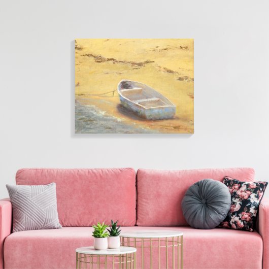 Summer Dory - Boat op de kust Canvas Afdruk (Insitu (Woonkamer))