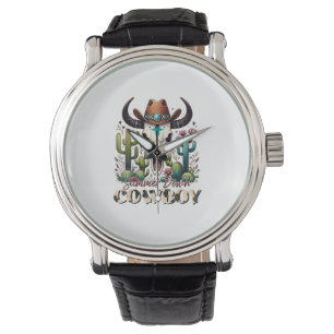 Summer Down Cowboy Koe Skull westerne cactus Horloge