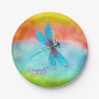 Summer Dragonfly Rainbow Bright Decoratief Papieren Bordje