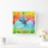 Summer Dragonfly Rainbow Bright Decoratief Vierkante Klok (Huis)