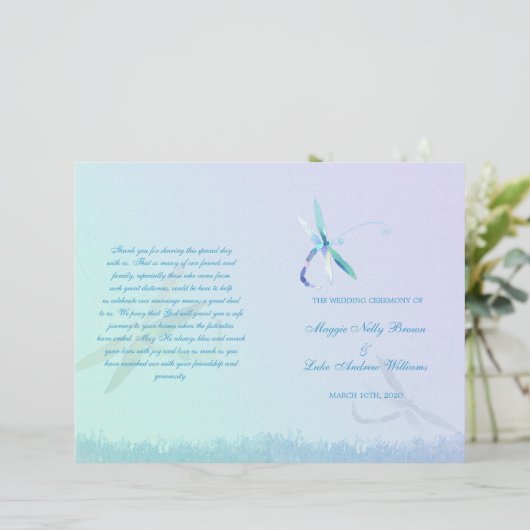 Summer Dragonfly Wedding Ceremony Bi Fold Programm (Staand voorkant)