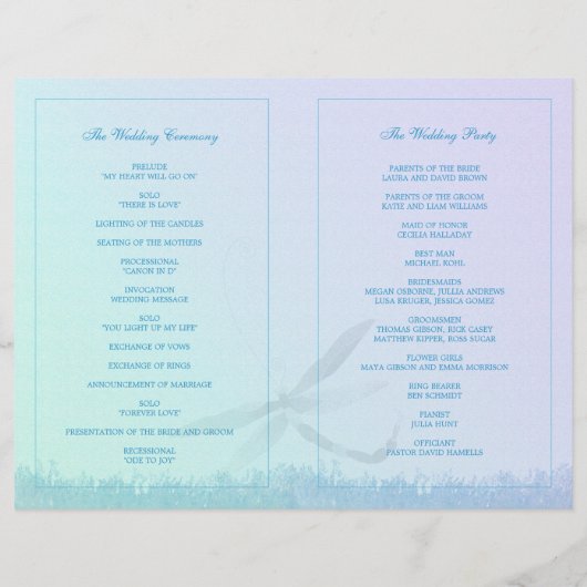 Summer Dragonfly Wedding Ceremony Bi Fold Programm (Achterkant)