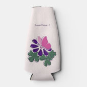 Summer Dream Roze Groen Paarse Bloemenvlinder Flesjeskoeler (Voorkant)