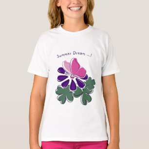 Summer Dream - Roze Vlinder Paarse Bloem Doodle T-shirt