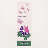 Summer Dream Roze Vlinders Violet Bloem Naam Yogamat (Voorkant)