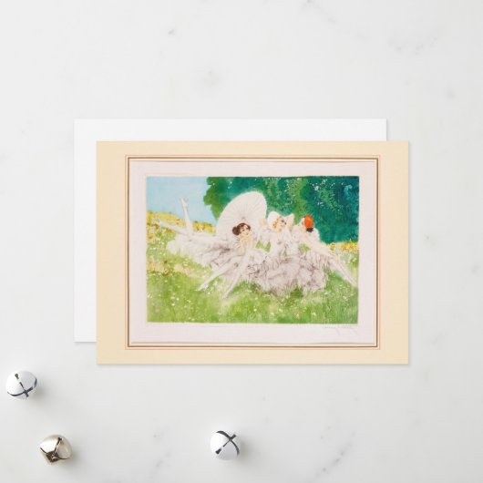 Summer Dreams (1934) van Louis Icart Feestdagenkaart (Voorkant / Achterkant in situ)