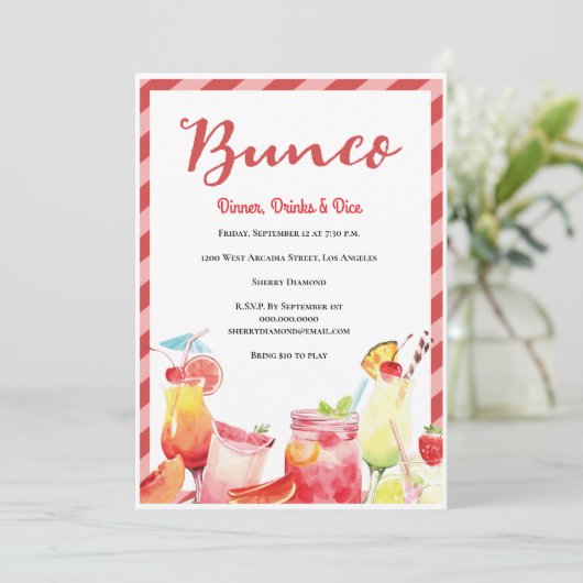 Summer Drink Bunco Kaart (Staand voorkant)
