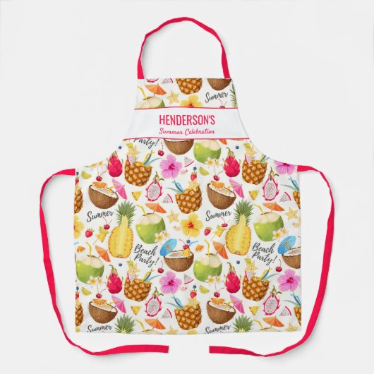 Summer Drink Luau Beach Party - aangepaste naam te Schort (Voorkant)