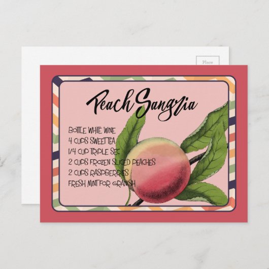 Summer Drink Peach Sangria Briefkaart (Voorkant / Achterkant)