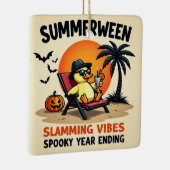 Summer Duck And Pretty Witch Halloween Keramisch Ornament (Rechts)