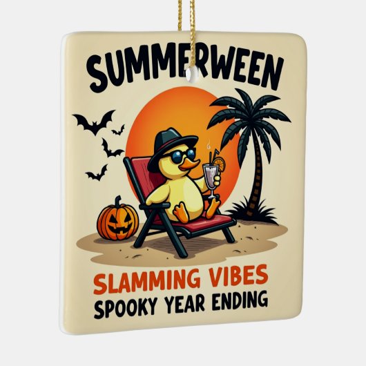 Summer Duck And Pretty Witch Halloween Keramisch Ornament (Rechts)