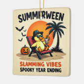 Summer Duck And Pretty Witch Halloween Keramisch Ornament (Links)