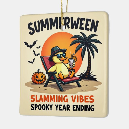 Summer Duck And Pretty Witch Halloween Keramisch Ornament (Links)